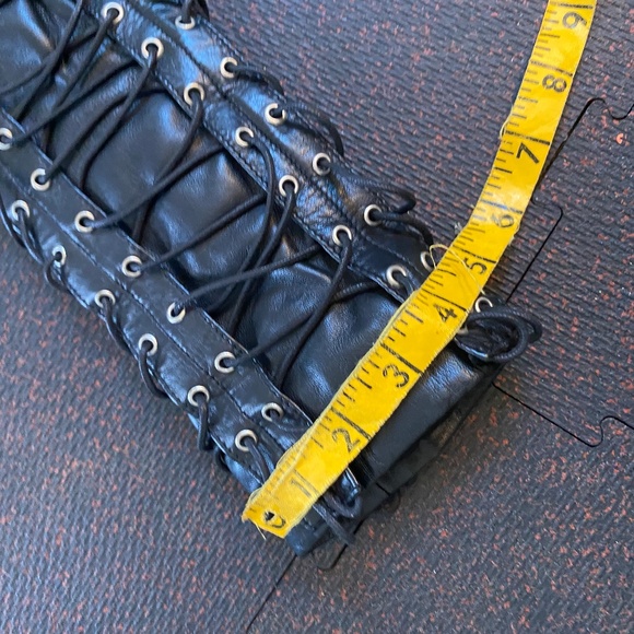 Black leather Biker Jacket with eyelets size Xtra small to small, badass! - Picture 14 of 15